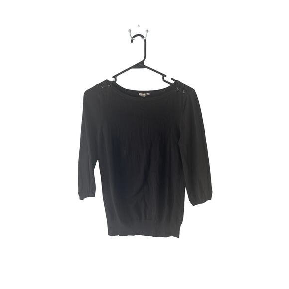Halogen Size Medium Black Cotton Light Weight 3/4 Sleeve Top - Picture 1 of 8